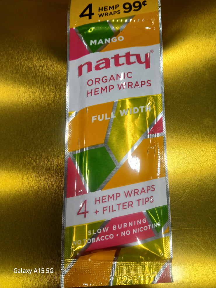 NATTY ORGANIC MANGO HEMP WRAPS 4F.99 15/4PK
