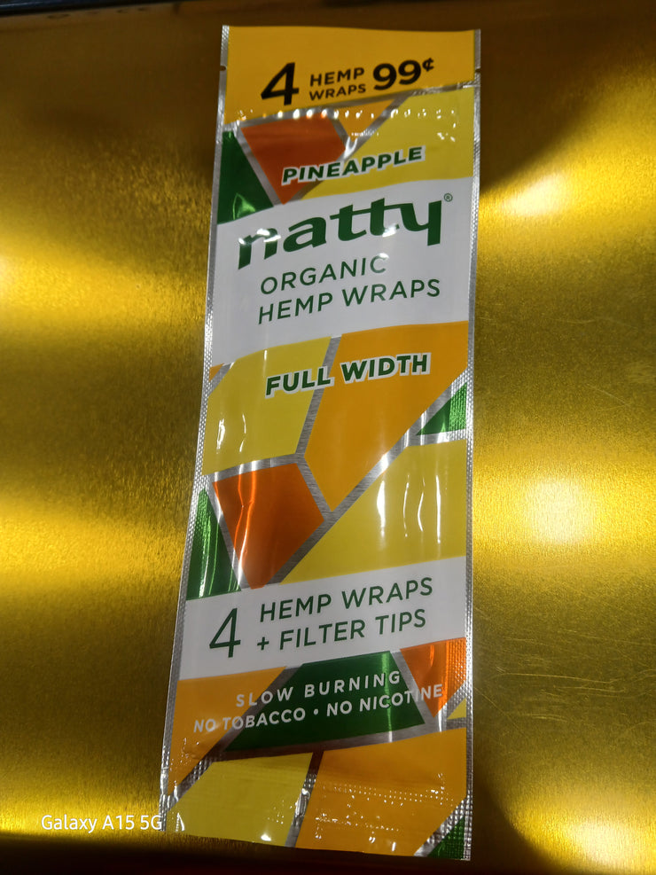 NATTY ORGANIC PINEAPPLE HEMP WRAPS 4F.99 15/4PK