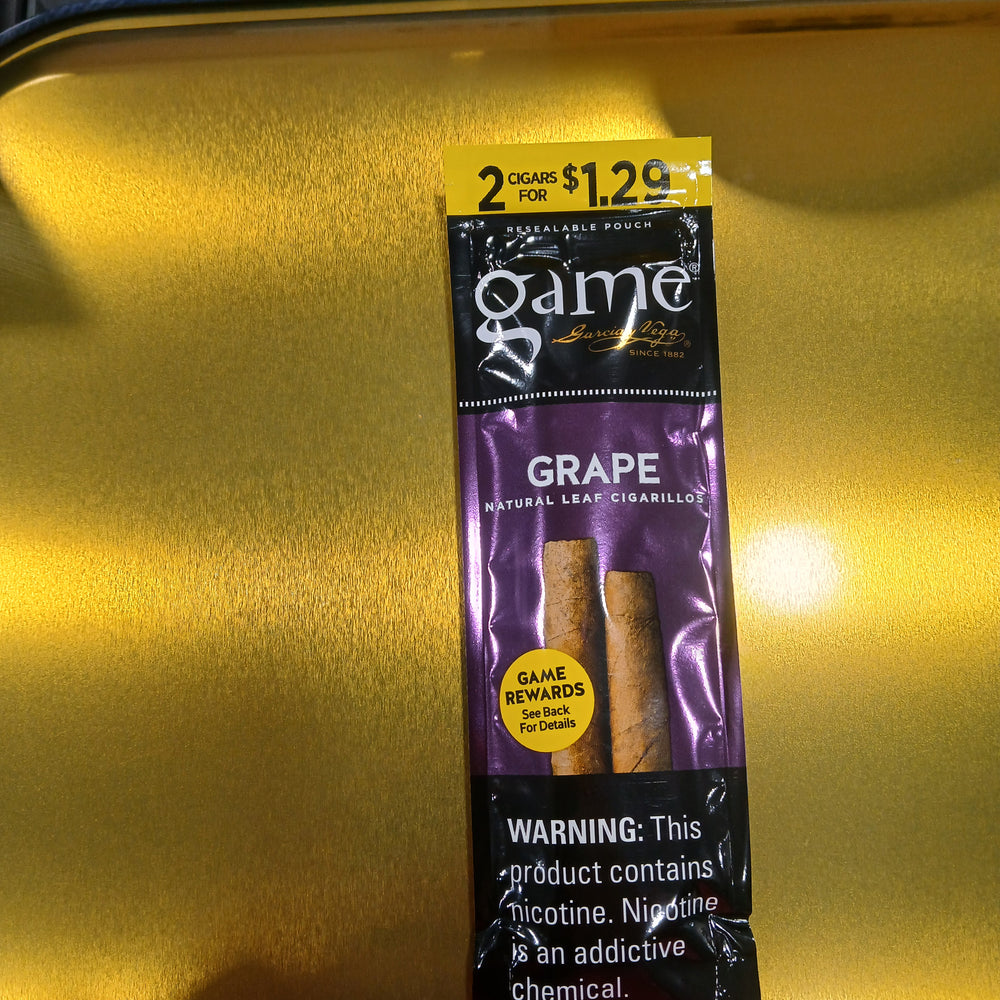GAME 2FOR$1.29 CIGARILLOS GRAPE 30/2
