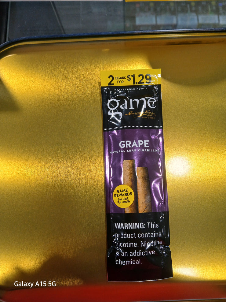 GAME 2FOR$1.29 CIGARILLOS GRAPE 30/2