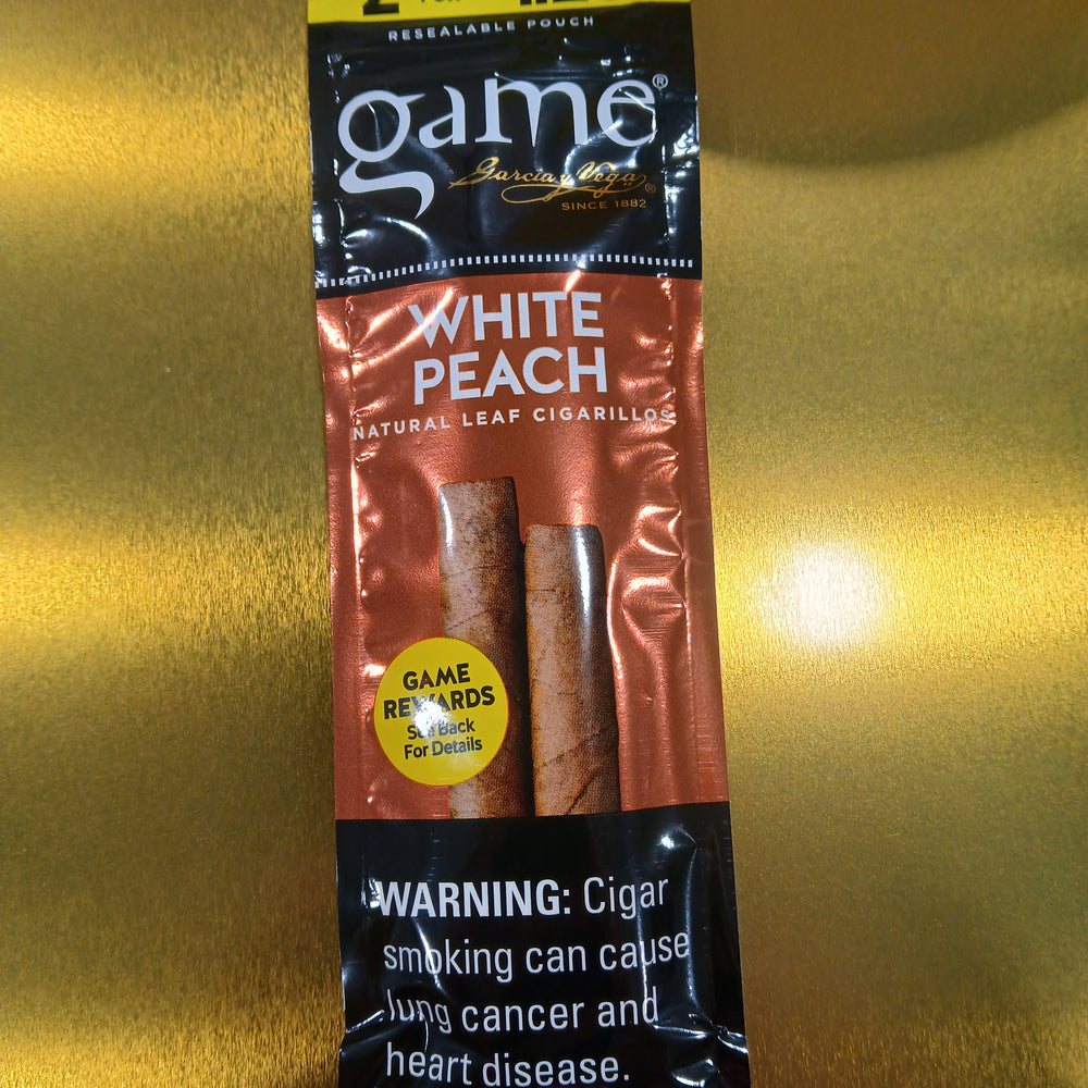 GAME 2FOR$1.29 CIGARILLOS WHITE PEACH 30/2
