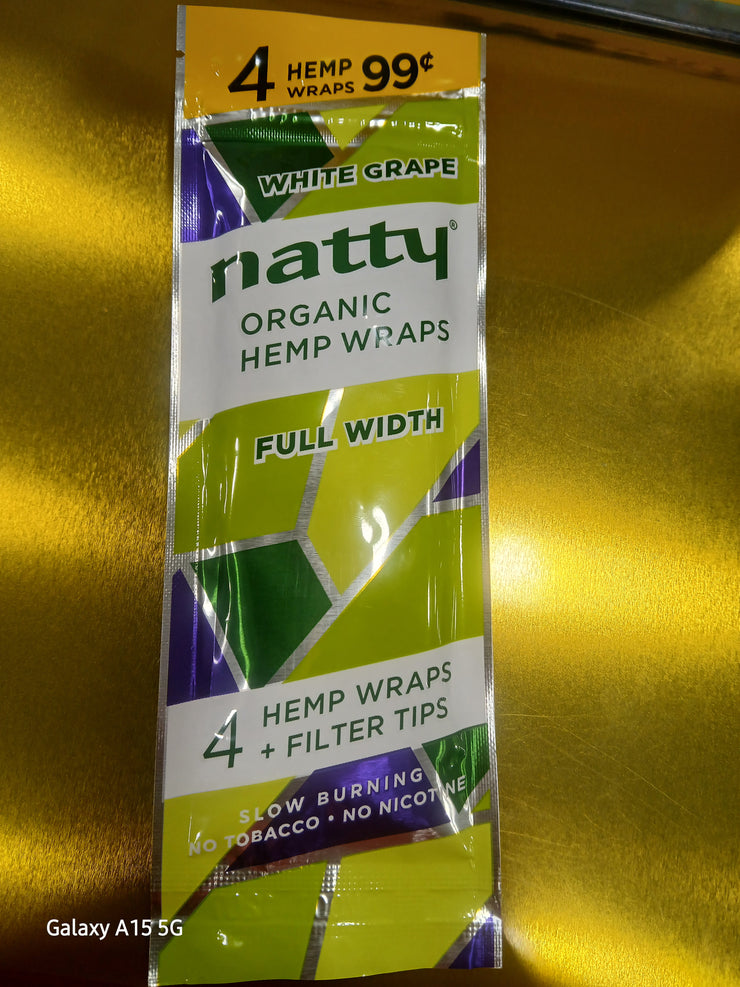 NATTY ORGANIC WHITE GRAPE HEMP WRAPS 4F.99 15/4PK