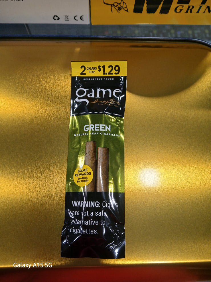 GAME 2FOR$1.29 CIGARILLOS GREEN 30/2