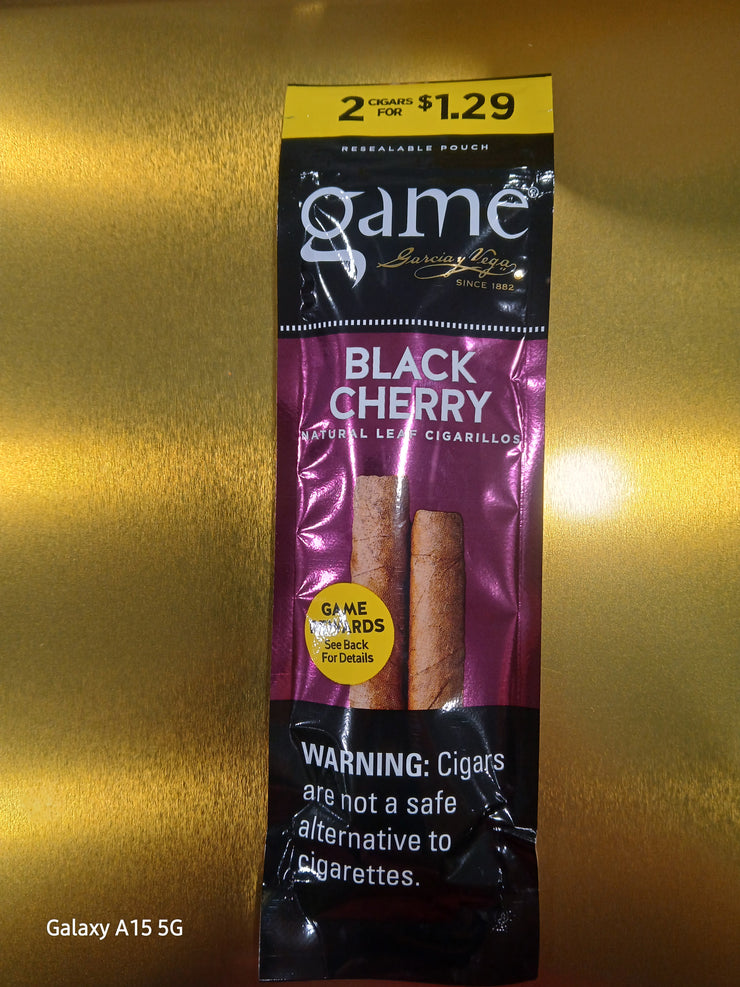 GAME 2FOR$1.29 CIGARILLOS BLACK CHERRY 30/2
